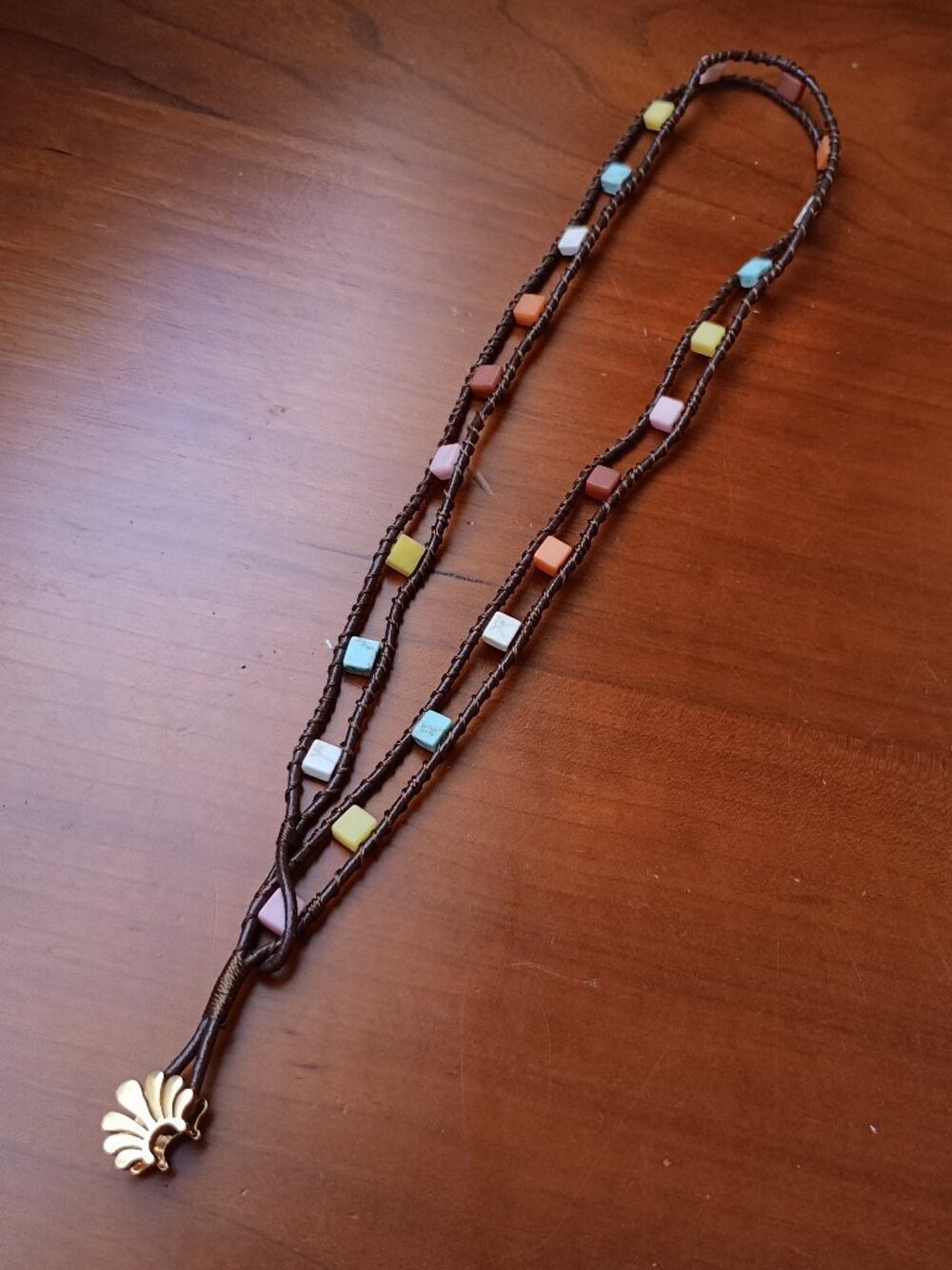 Lele Sadoughi Woven Leather and Multicolor Stone Necklace